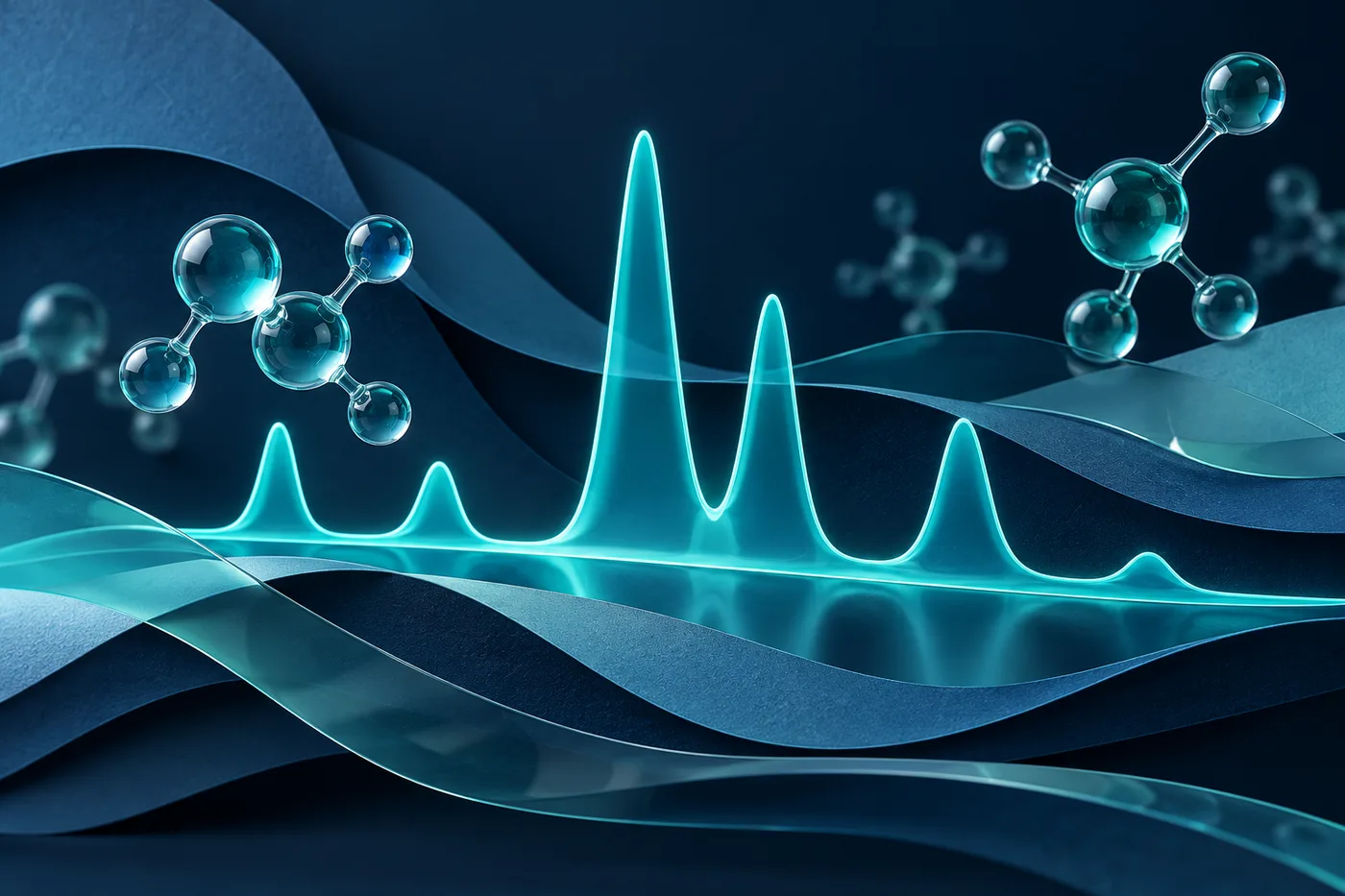 Conceptual analytical signal and molecular forms; not experimental data